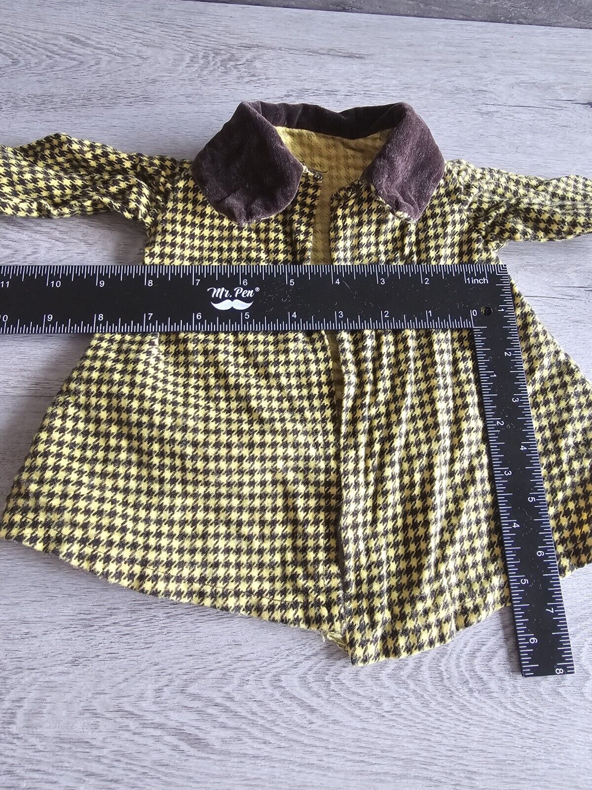 Vtg Baby Or Doll Newborn Handmade Houndstooth Dre… - image 8