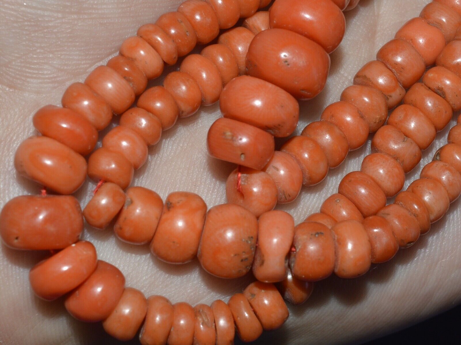 Antique 19th century! Natural undyed CORAL Neckla… - image 11