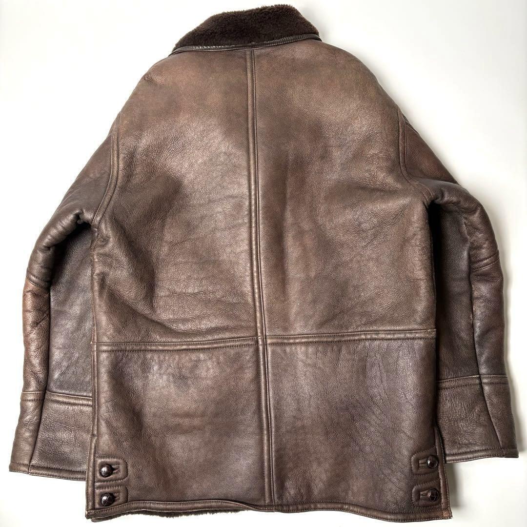 Real Mouton Sheep Leather Car Coat Jacket Tea L S… - image 6