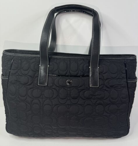 Coach Quilt C Nylon Black Bag Bag Style #5163  $3… - image 1