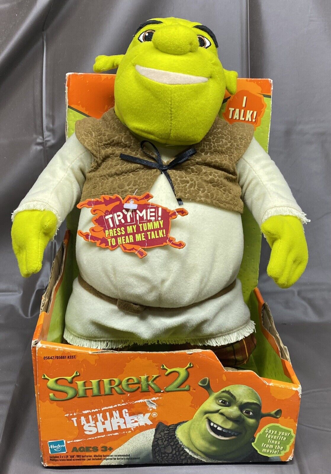 Shrek 2 Hasbro Talking Plush Shrek Doll CIB 12