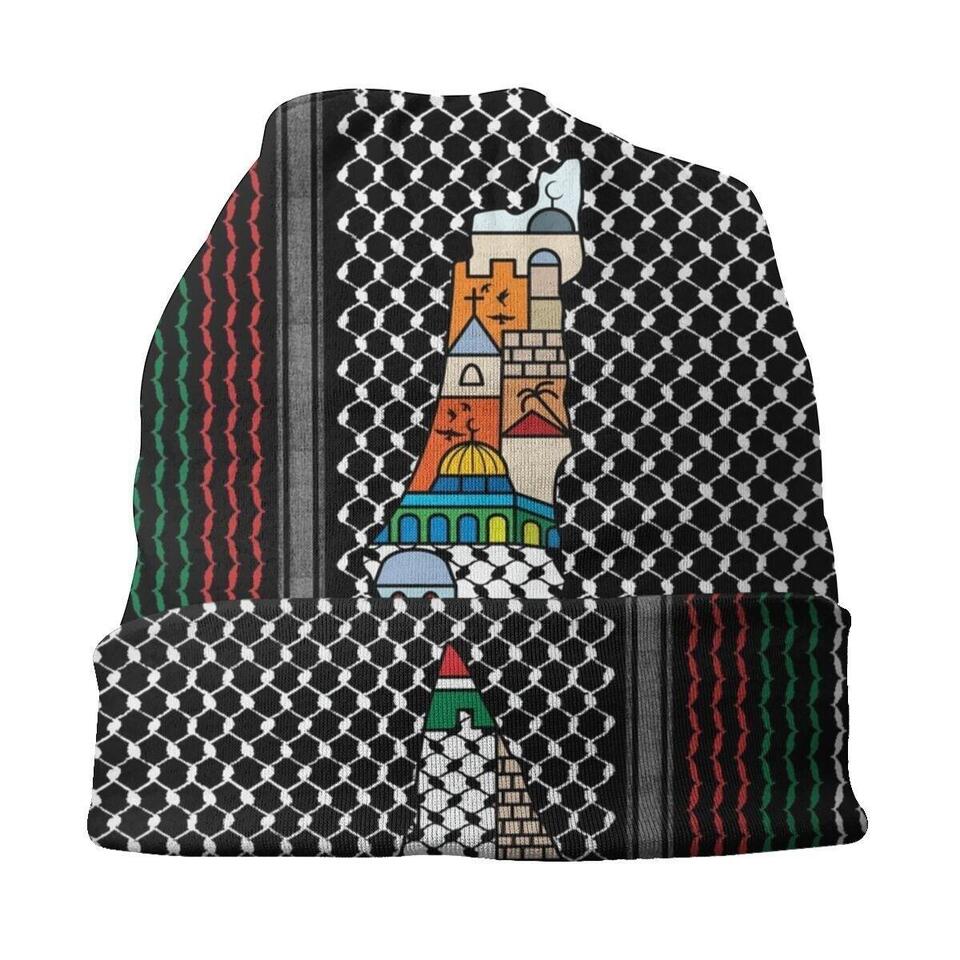 Bonnet Hat Palestinian Map Kufiya Hatta Pattern Beanies Caps Palestine ...