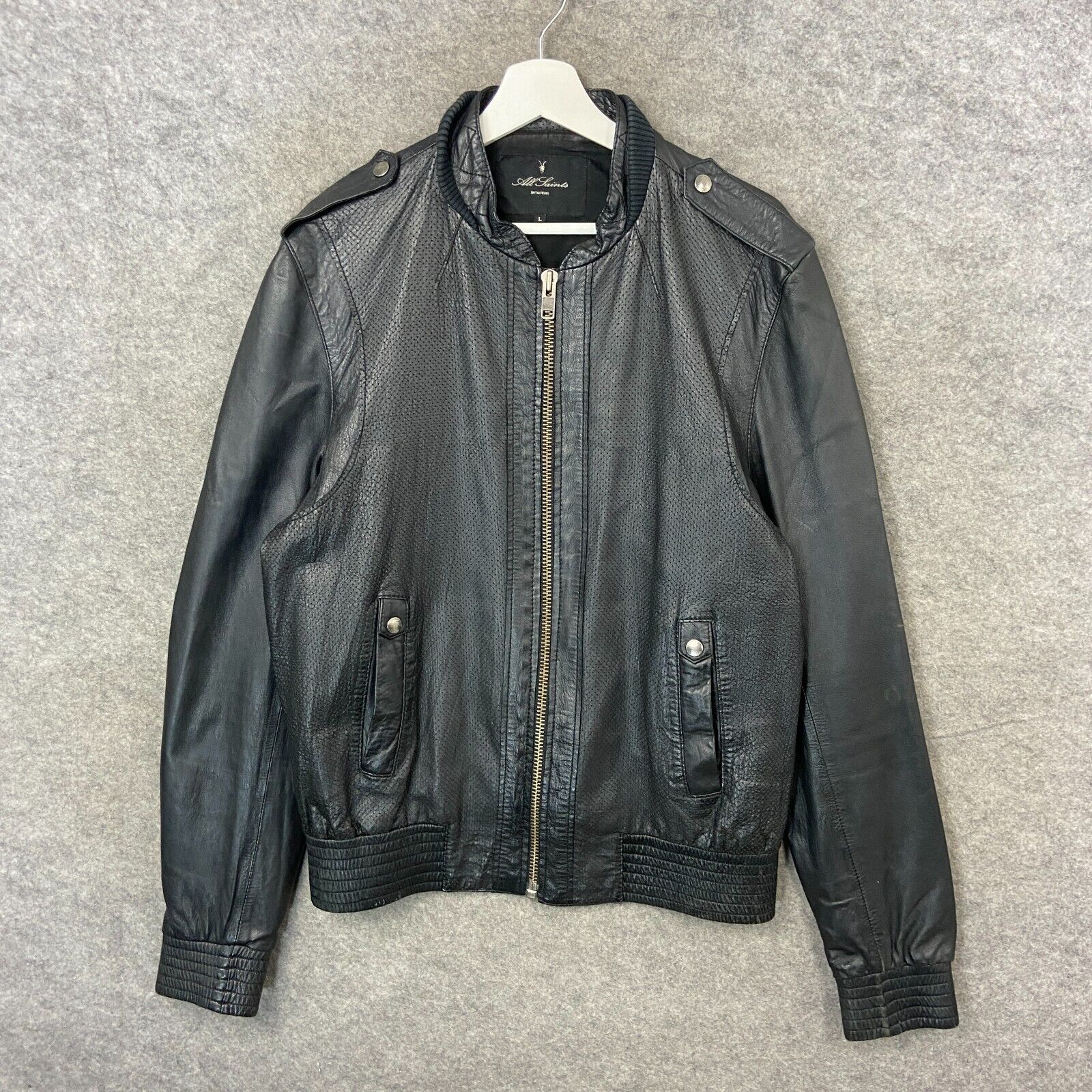 AllSaints Jacket Mens Large Black Genuine Leather… - image 1