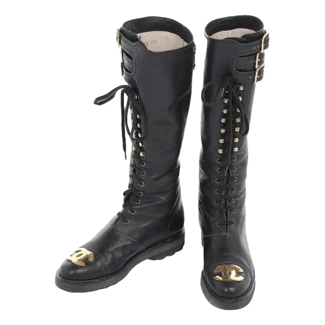 CHANEL 90's RARE RARE Gorgeous Metal CC Boots 39 … - image 2