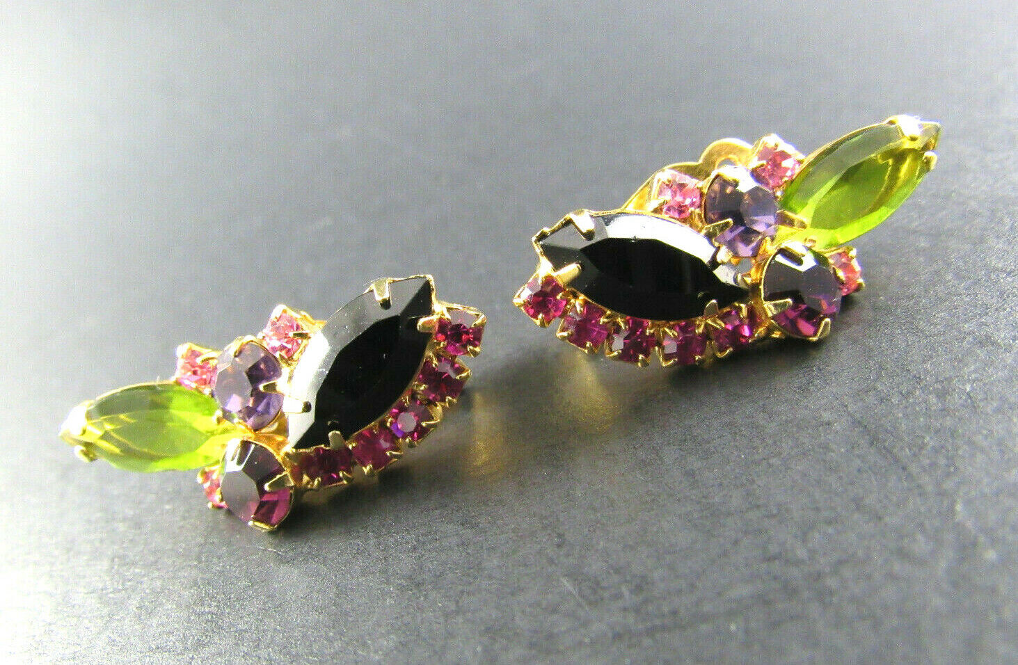 VINTAGE PRONG SET CLIP ON EARRINGS #2 ER11 - image 4