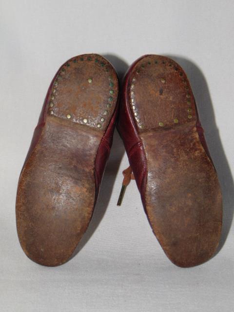 Antique Victorian RED Leather BABY Lace-Up SHOES,… - image 5