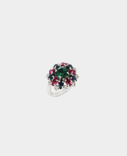 CHRISTIAN DIOR 1990S SILVER MULTICOLOR RHINESTONE… - image 1