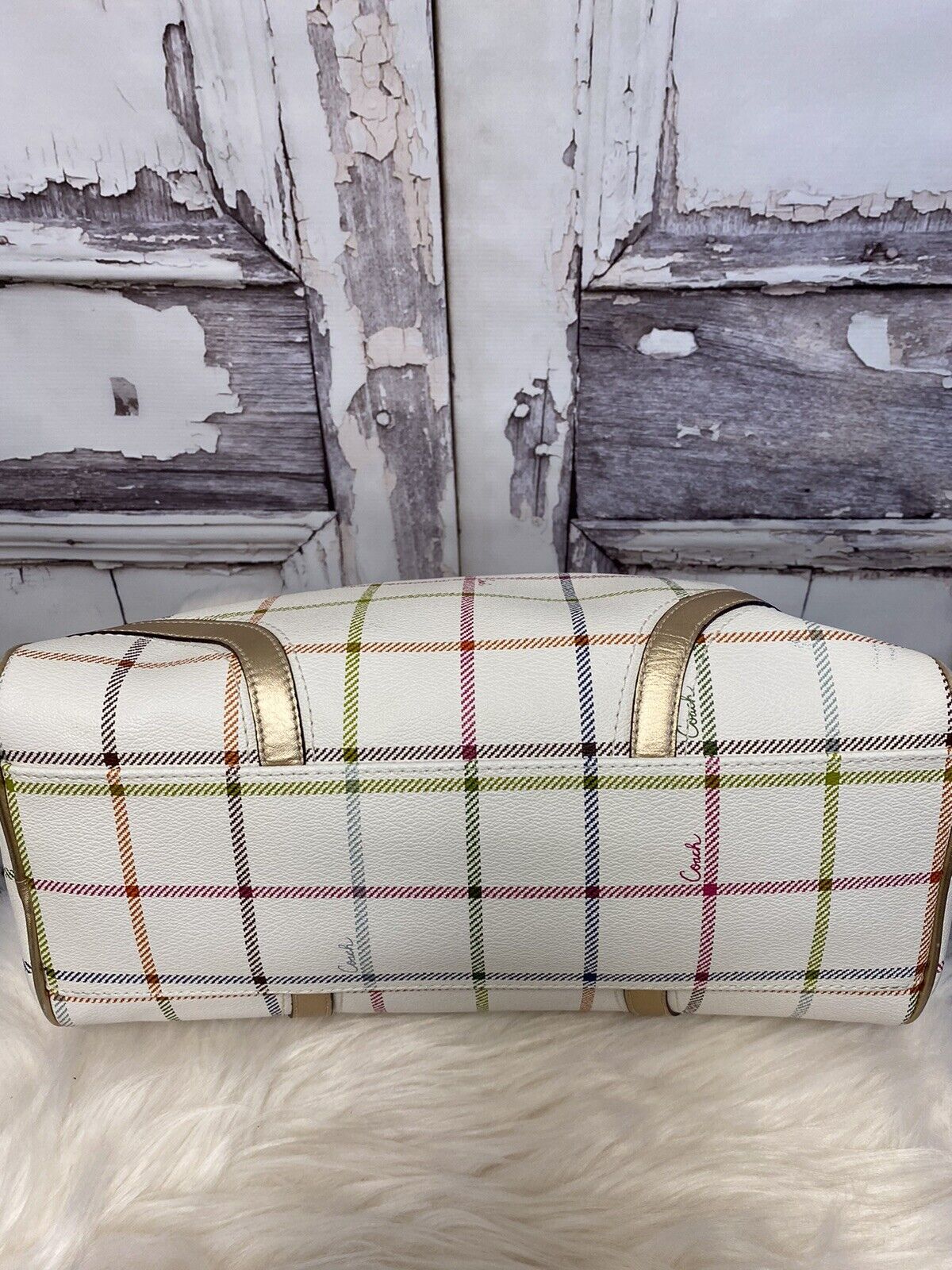 Coach Peyton Tattersall Plaid Satchel F19177 - image 7