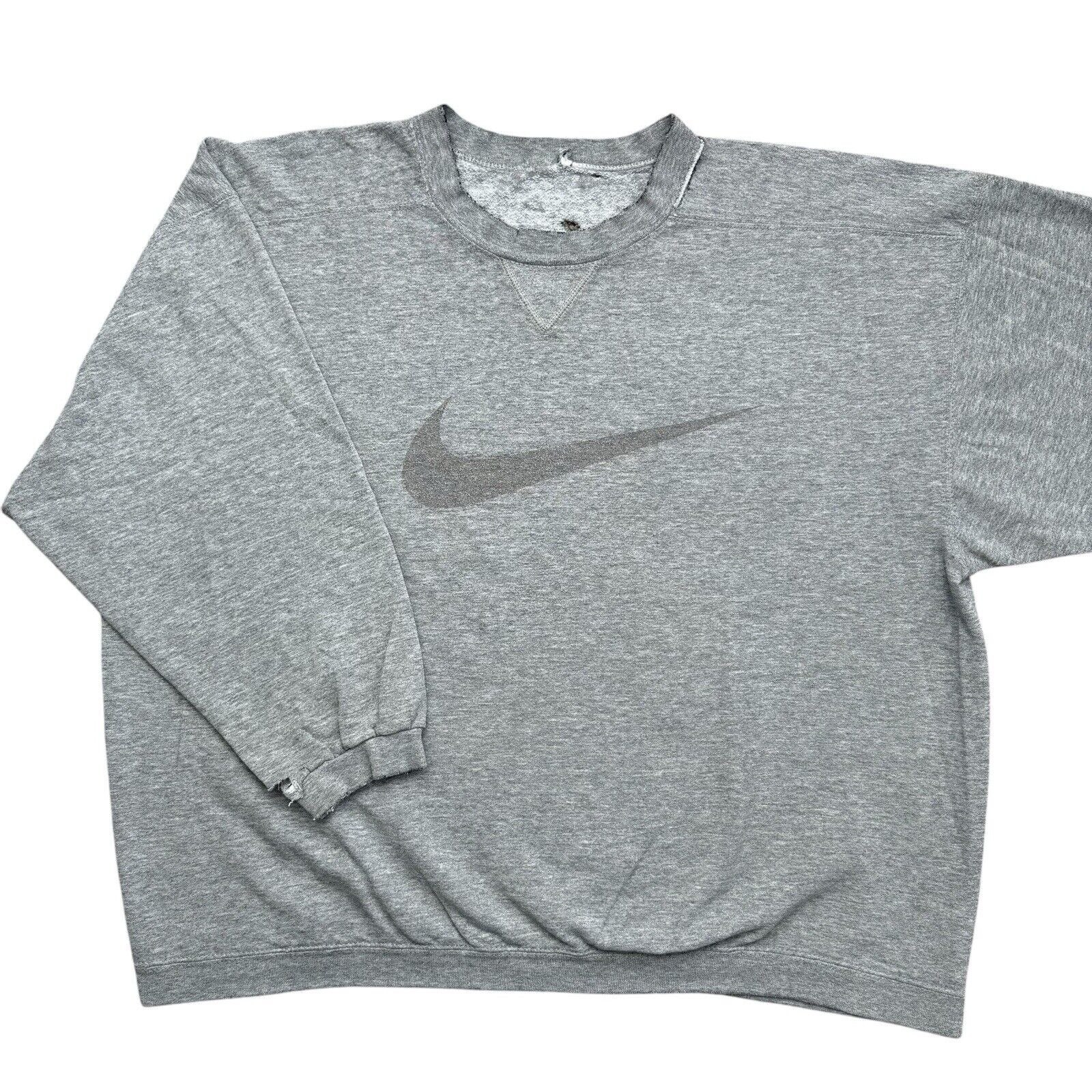 VTG 90s Nike Big Swoosh Logo Thrashed Distressed … - image 1