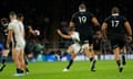 George Ford watches his late drop-goal drift wide of the posts in England’s narrow defeat by New Zealand.