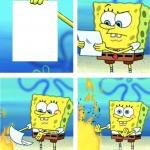 Spongebob Burning Paper Meme