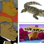 crocodile vs tacodile | image tagged in memes,tuxedo winnie the pooh,tacodile,crocodile | made w/ Imgflip meme maker