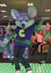 Chuck E. Cheese doing Orange Justice Meme Template