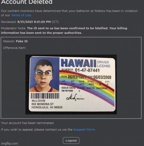 Roblox Fake Id Meme - IMAGESEE