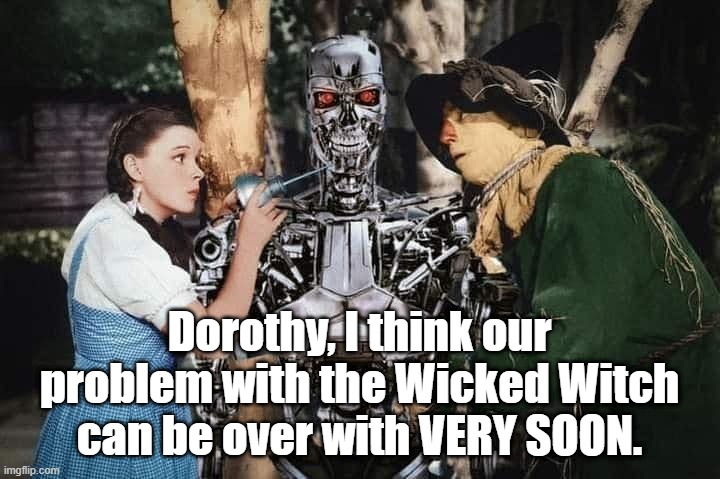 Yikes | Dorothy, I think our problem with the Wicked Witch can be over with VERY SOON. | image tagged in wizard of oz,the wizard of oz,wizard of oz scarecrow,scarecrow | made w/ Imgflip meme maker