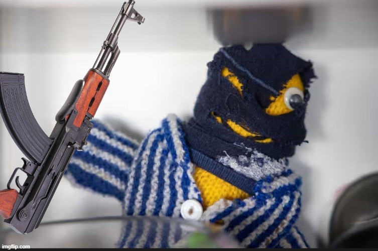 Bananas in Balaclavas | image tagged in ak47,bananas in pajamas,bananas,balaclavas,plush | made w/ Imgflip meme maker