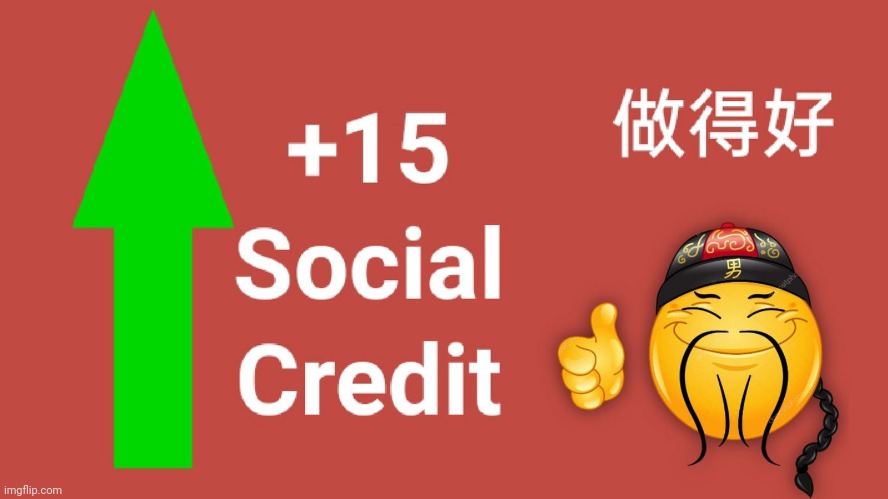 +15 Social Credit | image tagged in 15 social credit | made w/ Imgflip meme maker