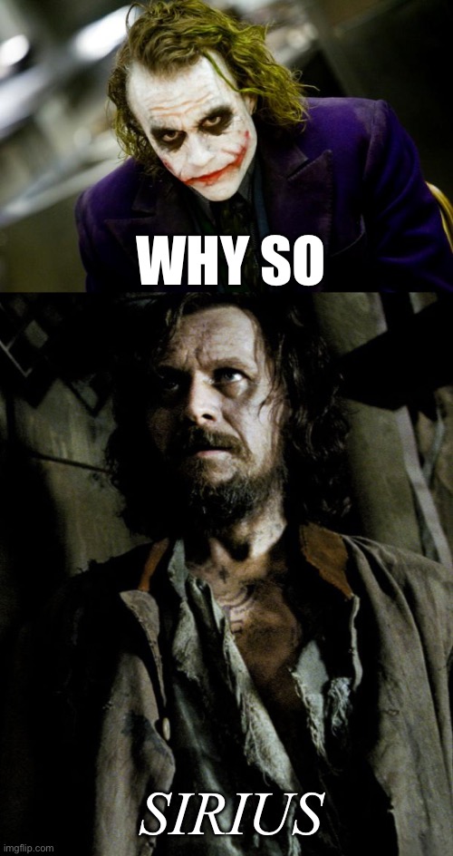 Why so Sirius | WHY SO; SIRIUS | image tagged in why so serious joker,sirius black | made w/ Imgflip meme maker