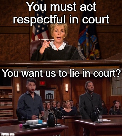 Acting is a form of lying. | image tagged in judge judy,law,court,courtroom,justice,wait that s illegal | made w/ Imgflip meme maker