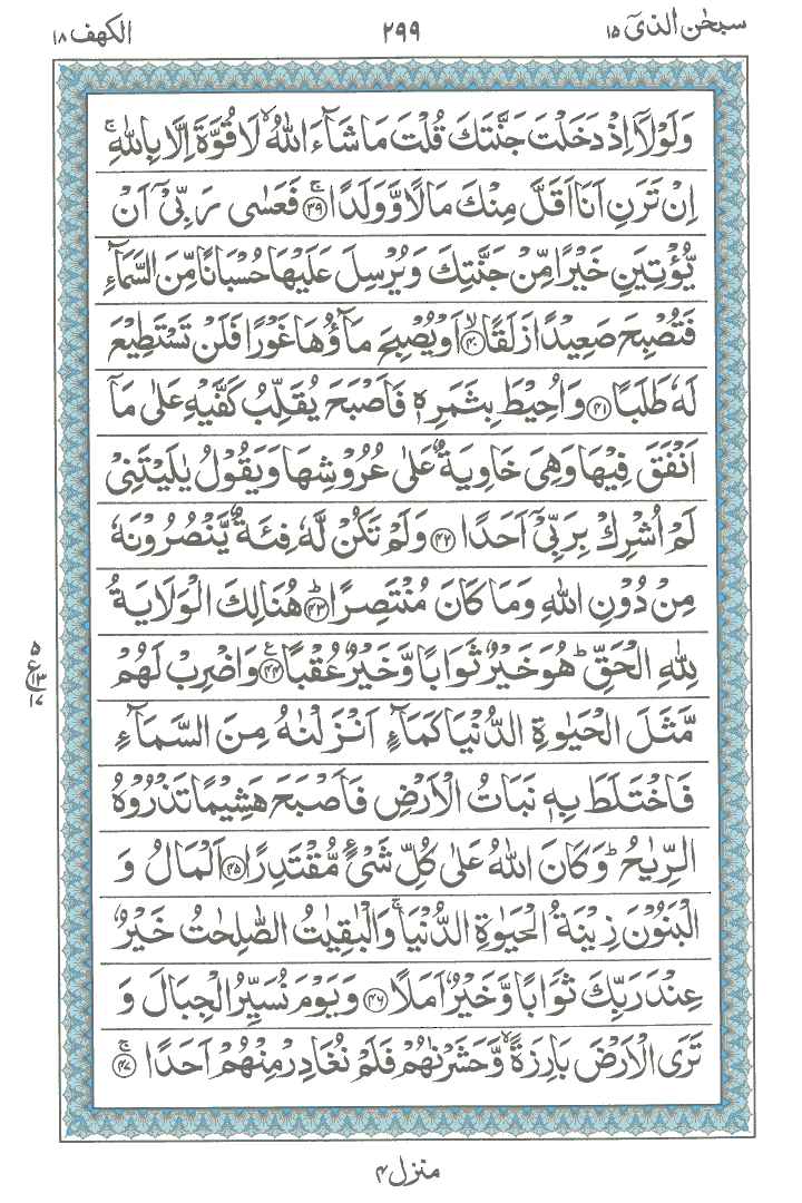 Surah Al-Kahfi Ayat No. 39 to 47 - Read Quran Online