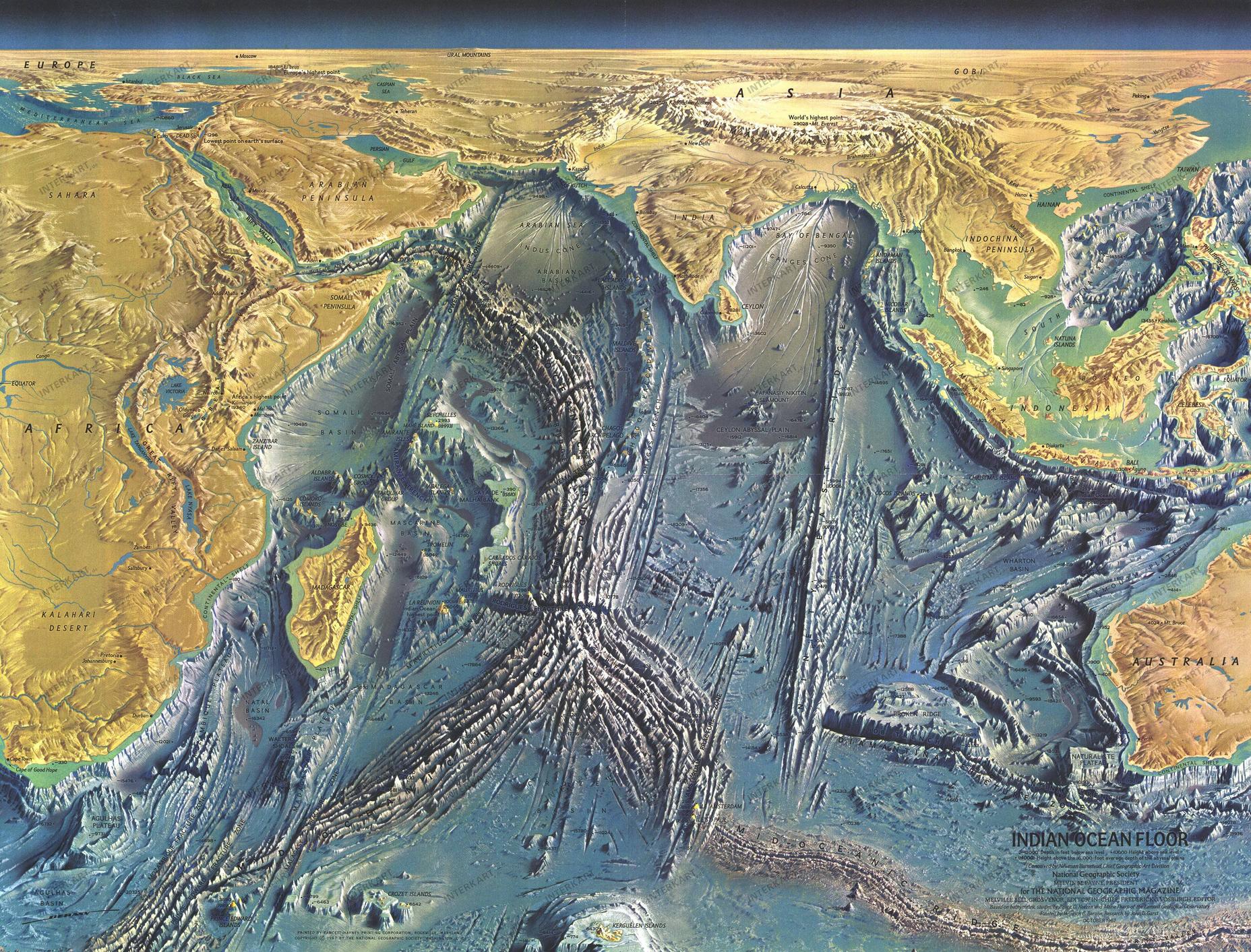 A detailed map of the Indian ocean floor, by... - Maps on the Web