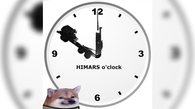 HIMARS O'clock meme depicting cheems next to a himars rocket launcher truck.