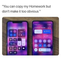 "You can copy my Homework but don't make it too obvious" Emergency calls or .No SIM 35% Control center SM cand inti Bluetooth Music Mobile WLAN Not avalable ff Screen 4) Mirroring 国 A