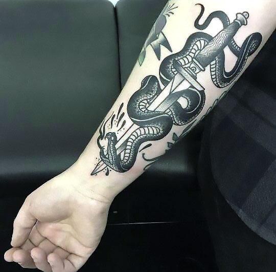 Buy Snake and Sword Tattoo Snake and Dagger Tattoo Snake Online in India   Etsy