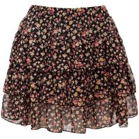 Black Ditsy Floral Tiered Mini Skirt (20 CAD) ❤ liked on Polyvore featuring skirts, mini skirts, bottoms, saias, faldas, short skirts, mini skirt, black floral skirt, tiered skirt and floral print mini skirt