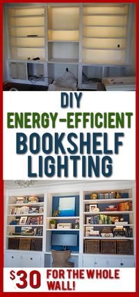 Love these DIY lights for bookshelves or under cabinets. Such soft, even light and it is SO cheap to buy and install!