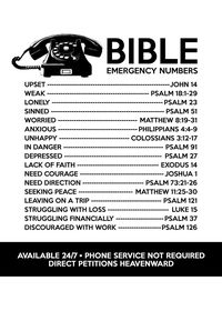 Beautiful 'Bible Emergency Numbers' Poster Print by ABConcepts ✓ Printed on Metal ✓ Easy Magnet Mounting ✓ Worldwide Shipping. Buy online at DISPLATE.