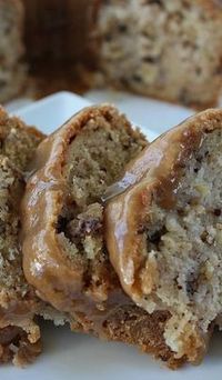 Apple Pecan Cake with Caramel Glaze.