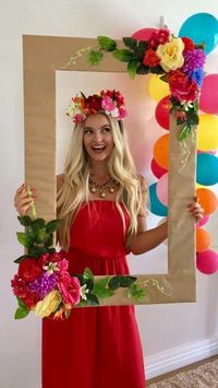 Boho tropical Bachelorette theme party. Filled with colour, flower crowns, pineapples, flamingo, diy, wine, donuts and good music. Boho. Tropical. Bachelorette. Hens party. Flower party. Balloon garland. Bride. Bridesmaids party. Red dress. Tropical dress. Blonde hair. Best day ever. New Zealand. Hawkes Bay.