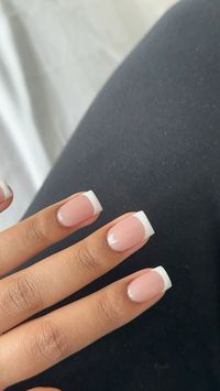 French tips, gel x nails, short square nails, #nails #gelx #frenchtips #summernails