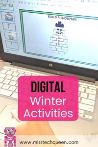 Your elementary students will love these winter themed activities. From digital builds to class games, bring the fun of winter indoors. This blog provides teacher tips and ideas for winter activities that are perfect for your elementary classroom, computer lab, STEM Lab or Makerspace. Help students develop technology skills, plan and design, and improve critical thinking skills with these fun digital activities. Easy to share with students or project for the class. #WinterSTEM #Makerspace