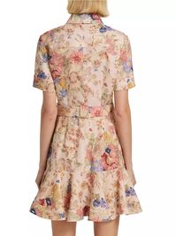 Shop Zimmermann August Belted Floral Linen Minidress | Saks Fifth Avenue