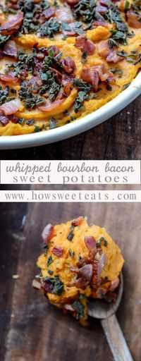 Whipped Bourbon Bacon Sweet Potatoes with Crispy Sage by @howsweeteats I howsweeteats.com