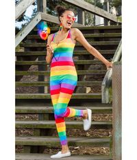 With so much to organize for this year's Pride celebrations, don't let wardrobe woes get you down. Our Pride Rainbow Bodysuit means no more panicking about matching tops and bottoms - it's all-out awesomeness from head to toe. Seven is your lucky number with every color of the rainbow emblazoned across your body, plus it's stretchy and flexible to let you strut your stuff. Turn heads as you take to marching this Pride.