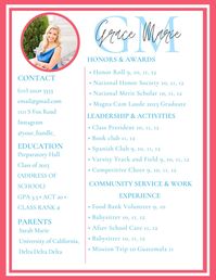 Super cute and simple resume perfect for sorority recruitment, completely customizable by YOU! I will send you the link to edit the document! Wishing you the best of luck in your upcoming recruitment!