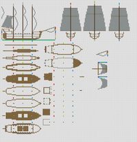 Based very much on the Berlin, this is another ship I've been playing with, a smaller pirate or warship. Note that I have not yet decided on the waterline so it's not marked yet.