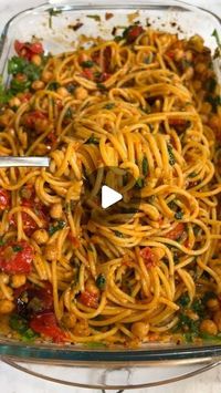 @veganchallenge4u on Instagram: ""GET The Complete Plant Based Cookbook - Over 200+ Delicious Vegan Recipes Including 30-day Meal Plans" =>> LINK IN BIO 🔗 @veganchallenge4u

Roasted Tomato and Chickpea Pasta

By @Dr.vegan

Ingredients
1 yellow onion finely chopped
3 garlic cloves
Salt and black pepper
1 tsp dried oregano
1/2 tsp crushed red pepper flakes
425 g can chickpeas, drained and rinsed 15 oz
450 g cherry tomatoes
1/2 cup low-sodium vegetable stock 120 ml
1/4 cup olive oil
340 g spaghetti 12 oz
2 cups baby spinach 60g
Fresh basil for serving
Optional: Nutritional yeast or vegan Parmesan cheese for a cheesy flavour

Instructions
Preheat Oven: Set your oven to 200°C (400°F), ensuring it reaches the right temperature for optimal roasting.
Prepare Vegetable Mixture: Toss onions, garlic