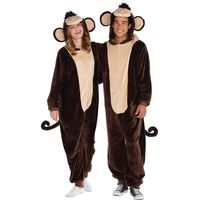 Go bananas over this Zipster Monkey 1-Piece Costume. This fun costume features a front zipper making it easy to get in and out of when you need. Made of warm and comfortable fleece, you'll be cozy even if Halloween night is chilly. Featuring a smiling monkey head hood complete with over sized ears and a curled plush tail, monkeying around has never been more fun. Size: XX-Large. Color: Multicolor. Gender: unisex. Age Group: adult.