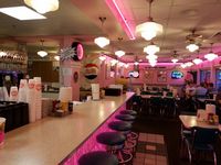 The interior of Cheeburger Cheeburger in Newark, Delaware is a 1950s theme.