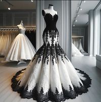 Gothic Black and White Wedding Dresses Mermaid Luxury Sleeveless Bridal Gowns  | eBay