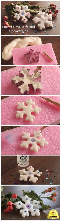 Simply way to make prefect felted snowflakes using needle felting technique