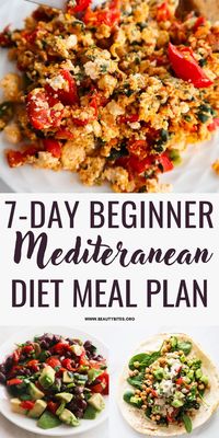 Mediterranean diet plan for beginners! A 7-day Mediterranean diet meal plan with beginner-friendly easy healthy recipes for breakfast, lunch and dinner plus a healthy grocery list for a full week!