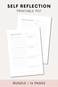 This self-reflection journal comes with two pages, both designed to facilitate personal introspection and growth. Each pages comes in four formats — A4, A5, US letter, and half letter and can be either printed and filled out by hand or filled in directly in your PDF reader. This journal is for everyone who wants to increase their self-awareness, make goals, and track their own path to betterment.  — WHAT'S INCLUDED? —  • 16 PDF pages • 4 formats: A4, A5, US letter, half letter • 2 versions: Clean PDF pages and digitally fillable pages • You can print every page as many times as you want  — HOW DOES IT WORK? —  1. Go to your purchases (https://www.etsy.com/your/purchases) and download your printable 2. Unzip the file (via right-click > extract in Windows or left-click on Mac) 3. Use any PDF