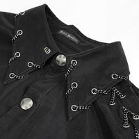 A basic gothic button down shirt featuring ornamental lace-up details. Product Specifications:Style: PunkFabric: 50% Synthetic Leather, 50% Cotton