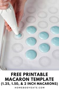 I've been looking for a circle macaron template that gives me the option to pipe various sized macarons. I absolutely love this printable PDF. It's free and it has wokred perfectly for all my French macarons.