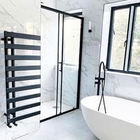 This beautiful bathroom is a breath of fresh air, the light, space and everything about it has been thoughtfully designed & renovated by our lovely customers @no75_home_renovation who incorporated one of our black heated towel rails and it finishes it off perfectly! Featuring the Reina Grace towel rail